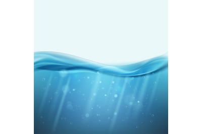 Underwater background. Realistic marine water. 3D sea depth. Lake tran