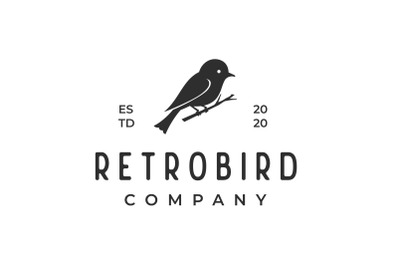 Vintage Retro Bird Silhouette Logo Design Vector