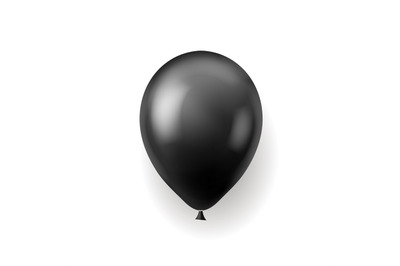 Black balloon. Round flying glossy decorative rubber helium toy with s