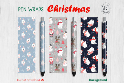 Christmas White Bear Pen Wraps File Set