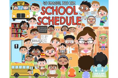 School Schedule Clipart - Lime and Kiwi Designs