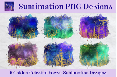 Sublimation Designs - Golden Celestial Forest