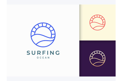 Ocean Wave and Sun Logo Template