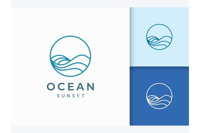 Simple Ocean Wave Shape Logo Template