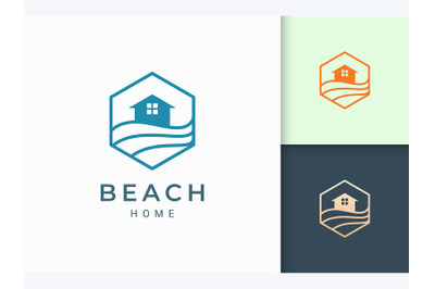 Home Beach Logo Template in Hexagon