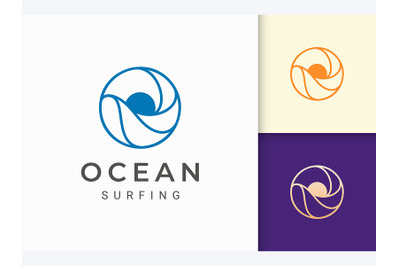 Circle Sun and Ocean Logo Template