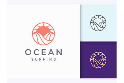 Simple Sun and Ocean Logo Template