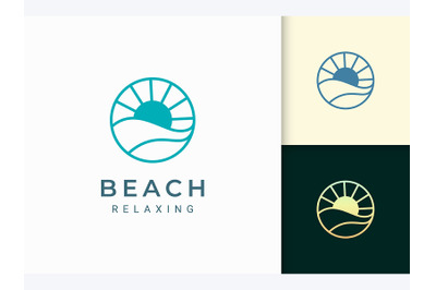 Simple Circle Ocean Wave Logo Template