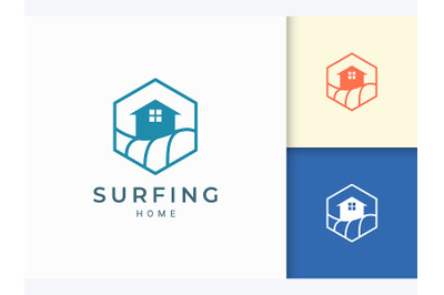 Ocean Home in Hexagon Logo Template