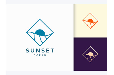 Simple Ocean Logo Template in Rhombus