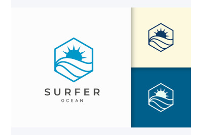 Sea or Waterfront Logo in Hexagon Shape