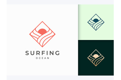 Ocean or Surf Logo in Simple Rhombus