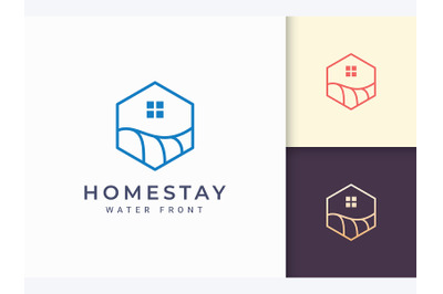 Hexagon Home Beach Logo Template