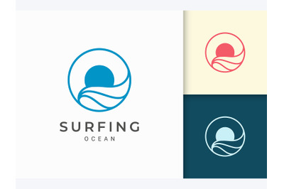 Circle Ocean With Sun Logo Template