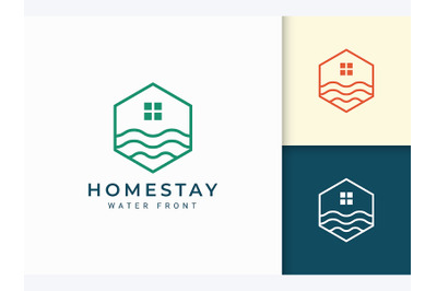 Hexagon Ocean Wave Logo Template