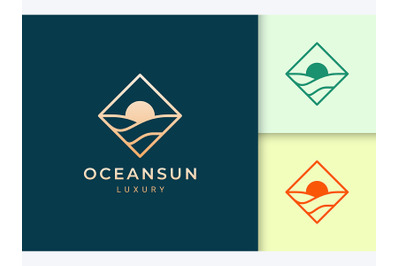 Waterfront or Ocean Logo in Rhombus