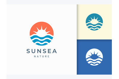 Abstract Sun and Ocean Logo Template