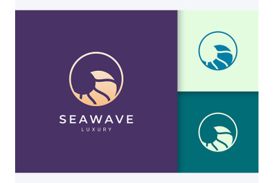 Luxury Circle Ocean Wave Logo Template