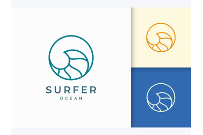 Simple Line Ocean Wave Logo Template