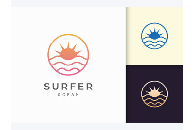 Circle Ocean Sun Logo Template