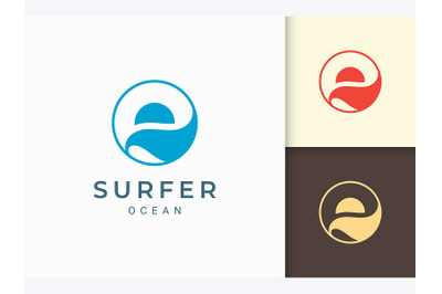 Surfer Logo Template With Sun and Circle