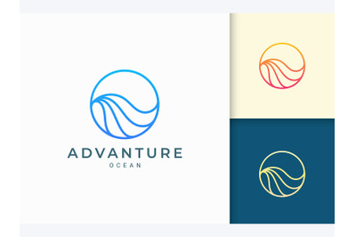 Circle Line Ocean Wave Logo Template