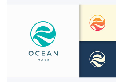 Abstract Circle Ocean Wave Logo Template