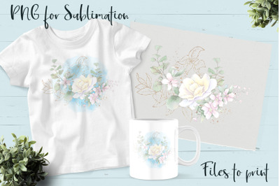 Roses sublimation. Design for printing.