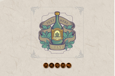 Winery Bottle Badge Vintage Label Logo