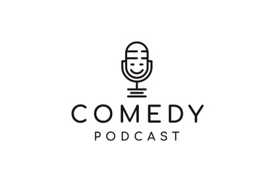 Line art Mic and Smile, Podcast Logo Design Inspiration