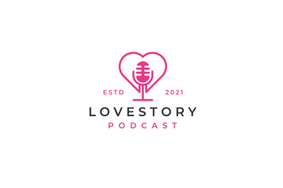 e Love Symbol with Microphone for Podcast Logo Design