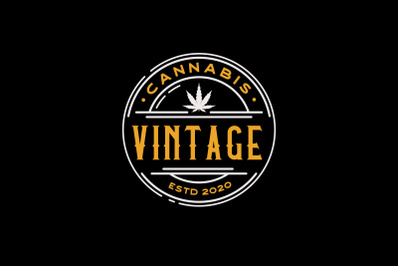 Vintage Retro Badge Emblem Cannabis Logo design inspiration