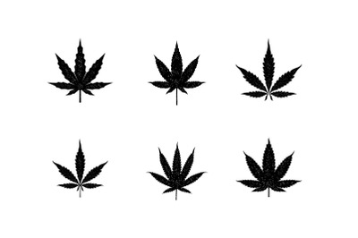 Vintage Retro rustic Silhouette cbd cannabis marijuana hemp leaf logo