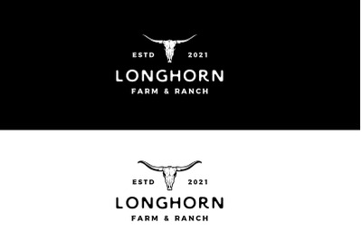 Vintage Retro Texas Longhorn Buffalo Bull Cow Logo Design