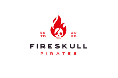 Fire Flame with Pirates Skull Logo Design