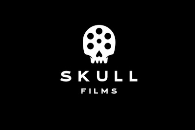 Movie Reel with Skull Skeleton Showing Horror Movie Logo