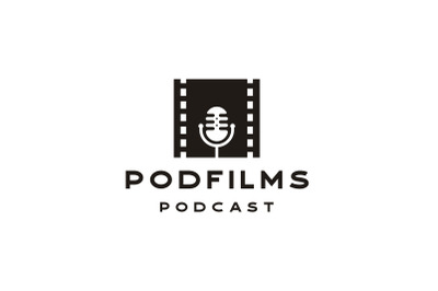 Film Strip with Microphone Podcast Logo Design