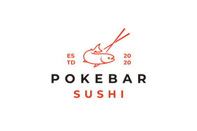 Salmon Poke Bar Logo Design Inspiration Vector