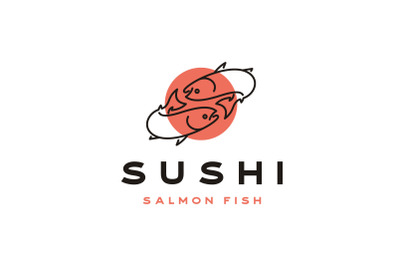 Salmon Poke Bar Logo Design Inspiration Vector
