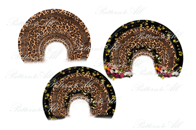 Leopard print Rainbow, Glitter PNG Sublimation Clipart, Round Digital