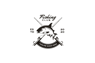 Vintage Angler Fishing Emblem Logo Design Vector