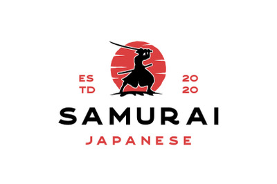 Vintage Samurai Logo Design Illustration