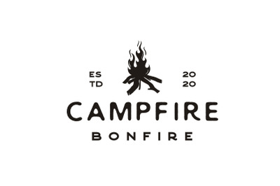 Vintage Burning Bonfire for Camping Logo Design