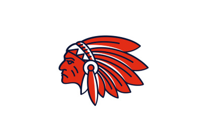 American Native Indian Chief Headdress Logo Design