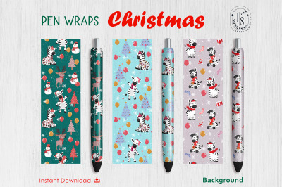 Christmas Zebra Pen Wraps File Set
