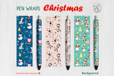 Christmas Zebra Pen Wraps File Set