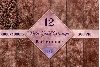 Rose Gold Grunge Backgrounds - 12 Distressed Grunge Textures