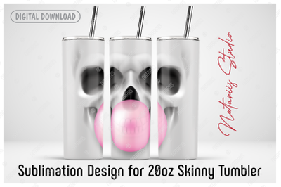 Skull sublimation design - 20oz SKINNY TUMBLER
