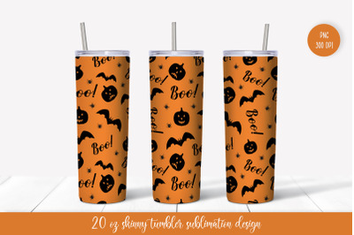 Boo Halloween Tumbler Design. Tumbler Sublimation Wrap