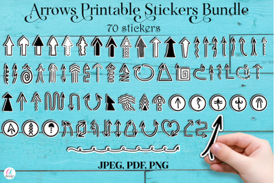 Arrows Printable Stickers Bundle. 70 designs. PNG, JPEG, PDF.